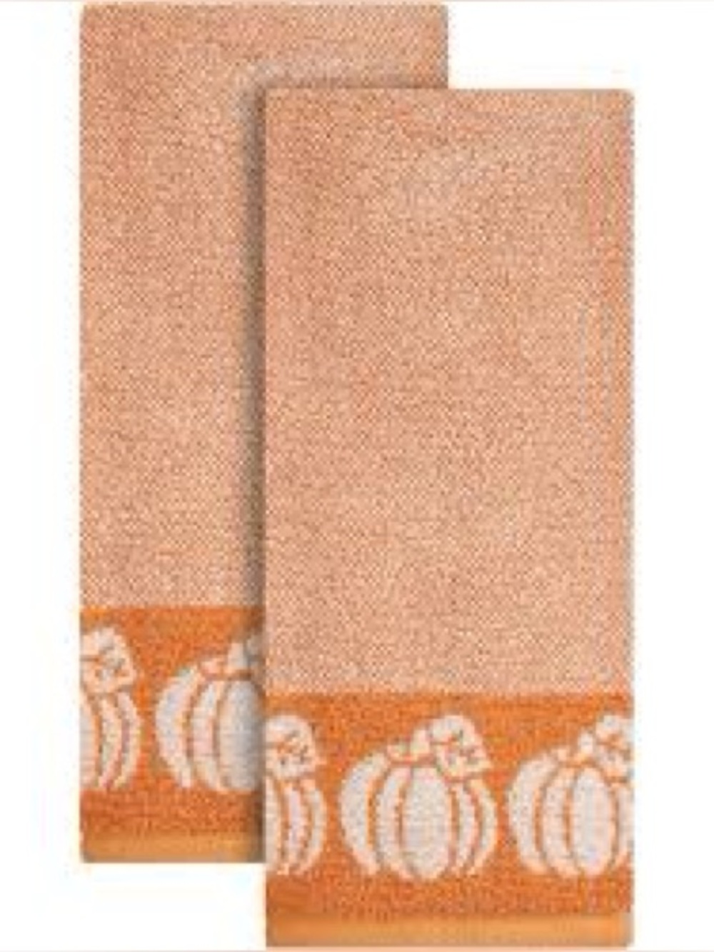 🎃 Pumpkin Border Bath Hand Towels - 2 Piece Set 🍂